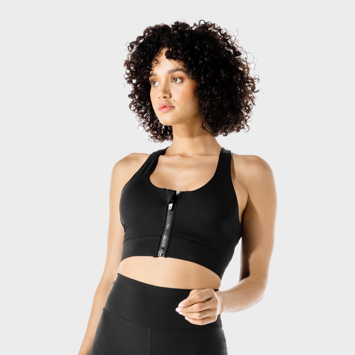 Zip Up Sports Bra Black - SQUATWOLF