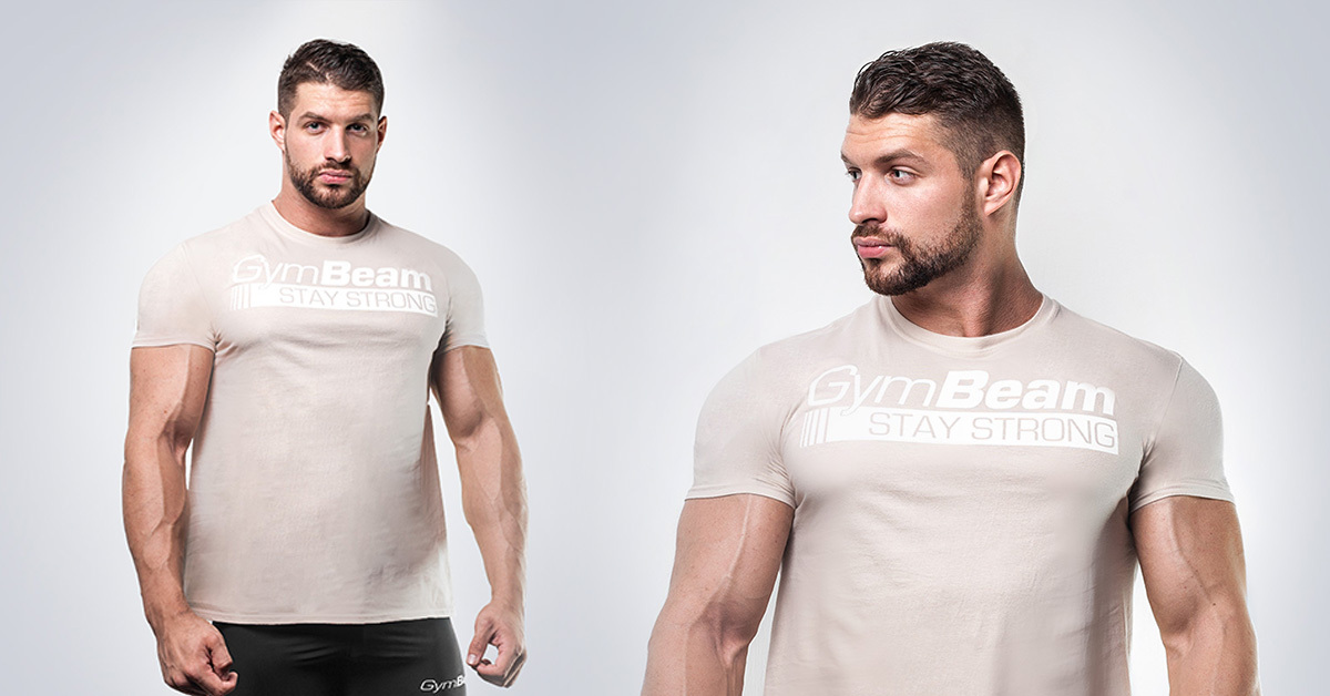 T-Shirt für Männer Stay Strong Sand - Gymbeam