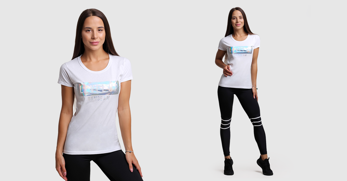 T-Shirt für Damen Level Up White - GymBeam
