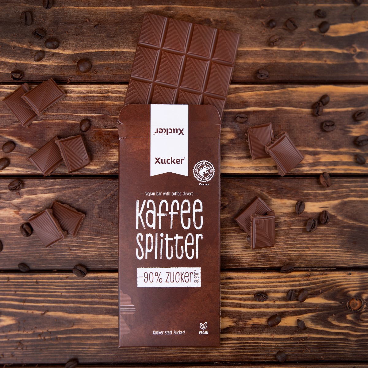 Vegane Schokolade mit Kaffeesplittern - Xucker